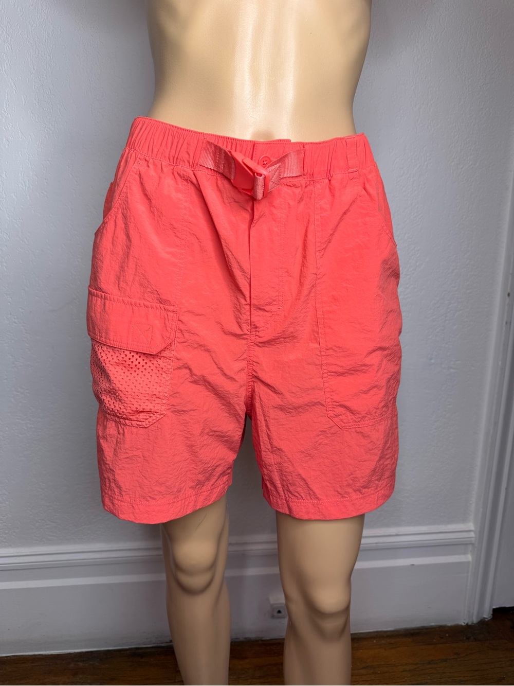 Outdoor Voices RecNylon Cargo 4" Shorts Women’s Size XL Hot Coral Orange Belted